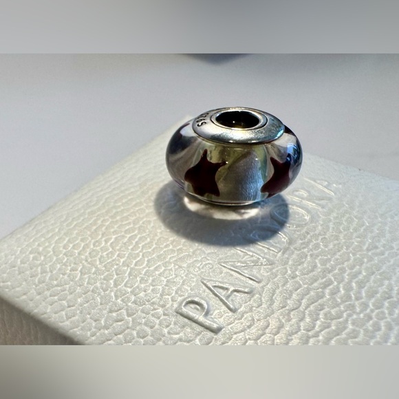 Retired Pandora Maroon Stars Murano Glass S925 Ale Charm - Picture 8 of 14